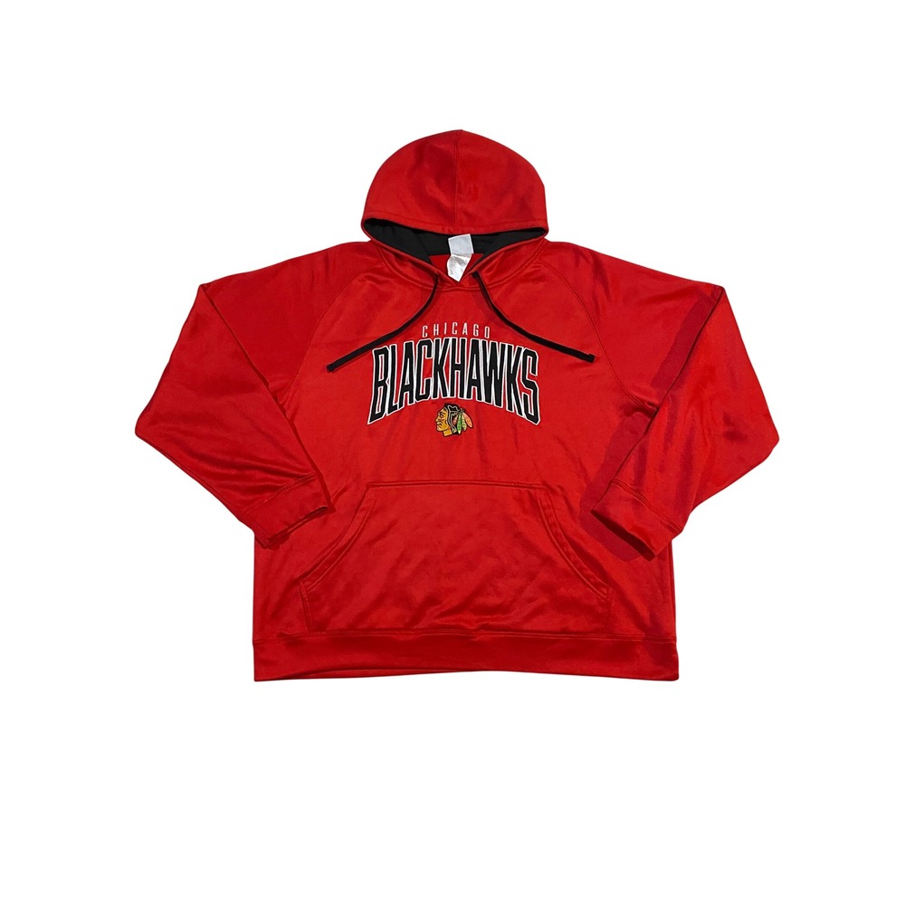 NHL Chicago Blackhawks Hoodie Mens XL Red Pullover Performance Sweatshirt Logo